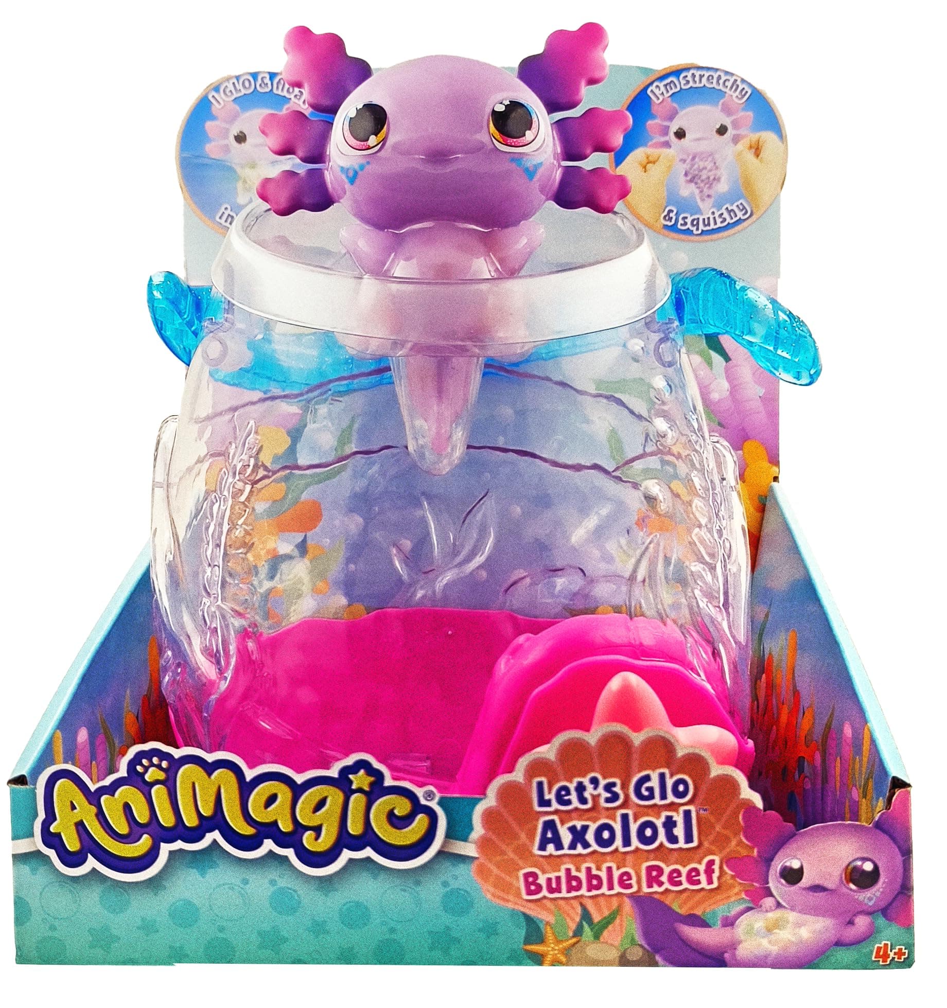 Let's Glo Axolotl Bubble Reef | Portable Magic Bubble Aquarium | Also Includes 1 Let's Glo Axolotl | Interactive Electronic Pets | For Kids Aged 4+