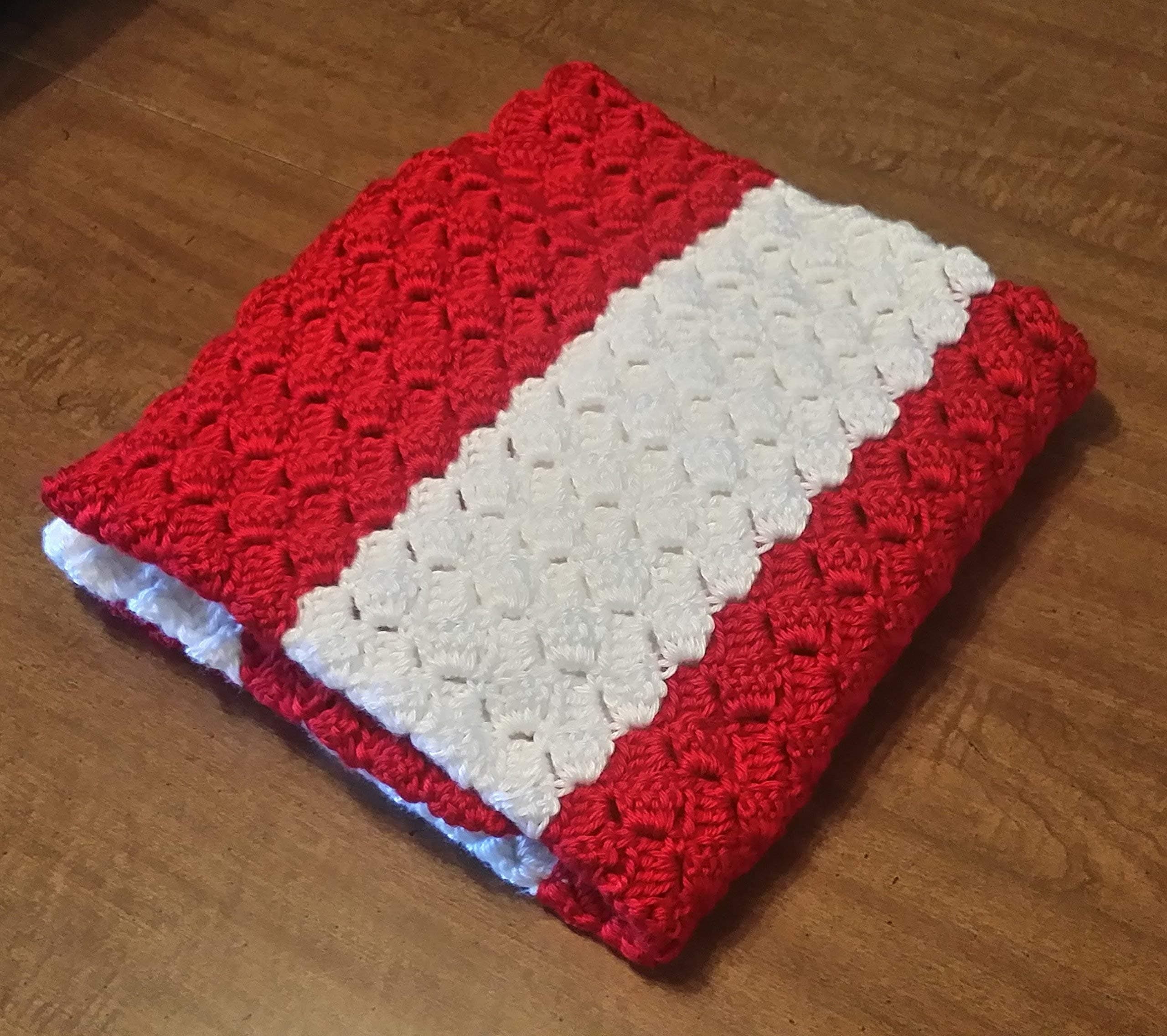 Red and White Baby Blanket, Stroller or Car Seat, Lap Throw (Wisconsin, Badgers, Stanford, Alabama, Arkansas)