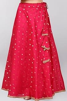 Women's Polyester Readymade Chanderi Silk Long Skirt Lahenga