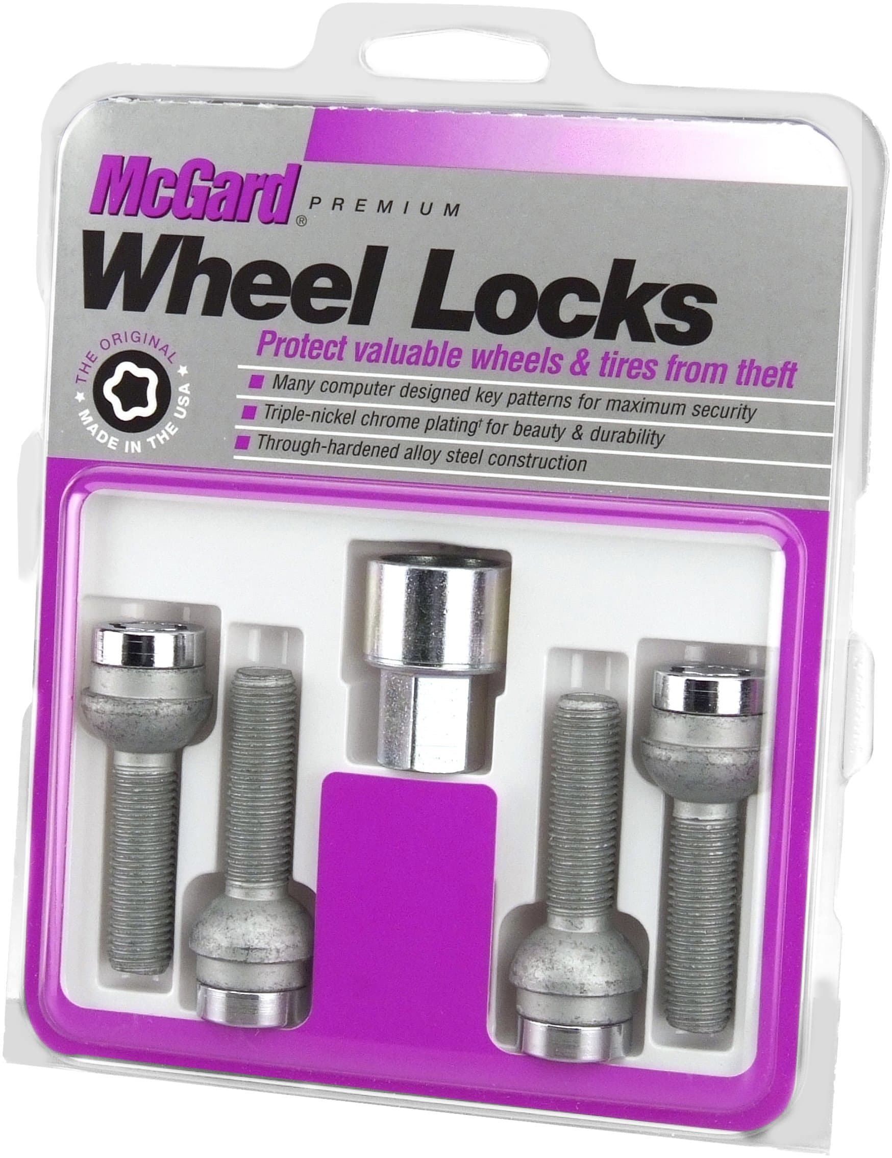 28018 Chrome Bolt Style Radius Seat Locks (M14 x 1.5 Thread Size) - Set of 4