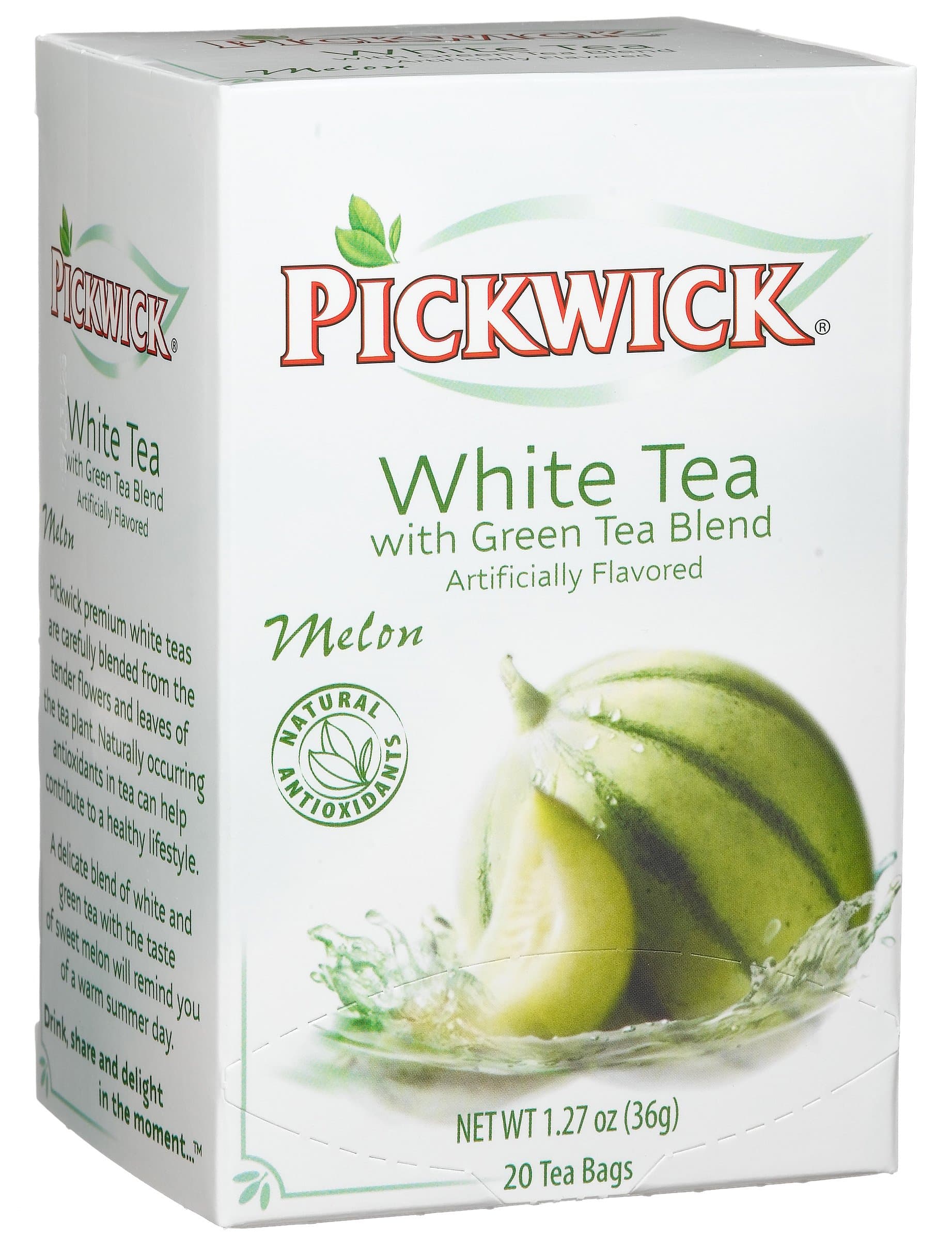 Pickwick White Tea with Green Tea Blend, Melon Flavored, 20-Count Tea Bags (Pack of 6)