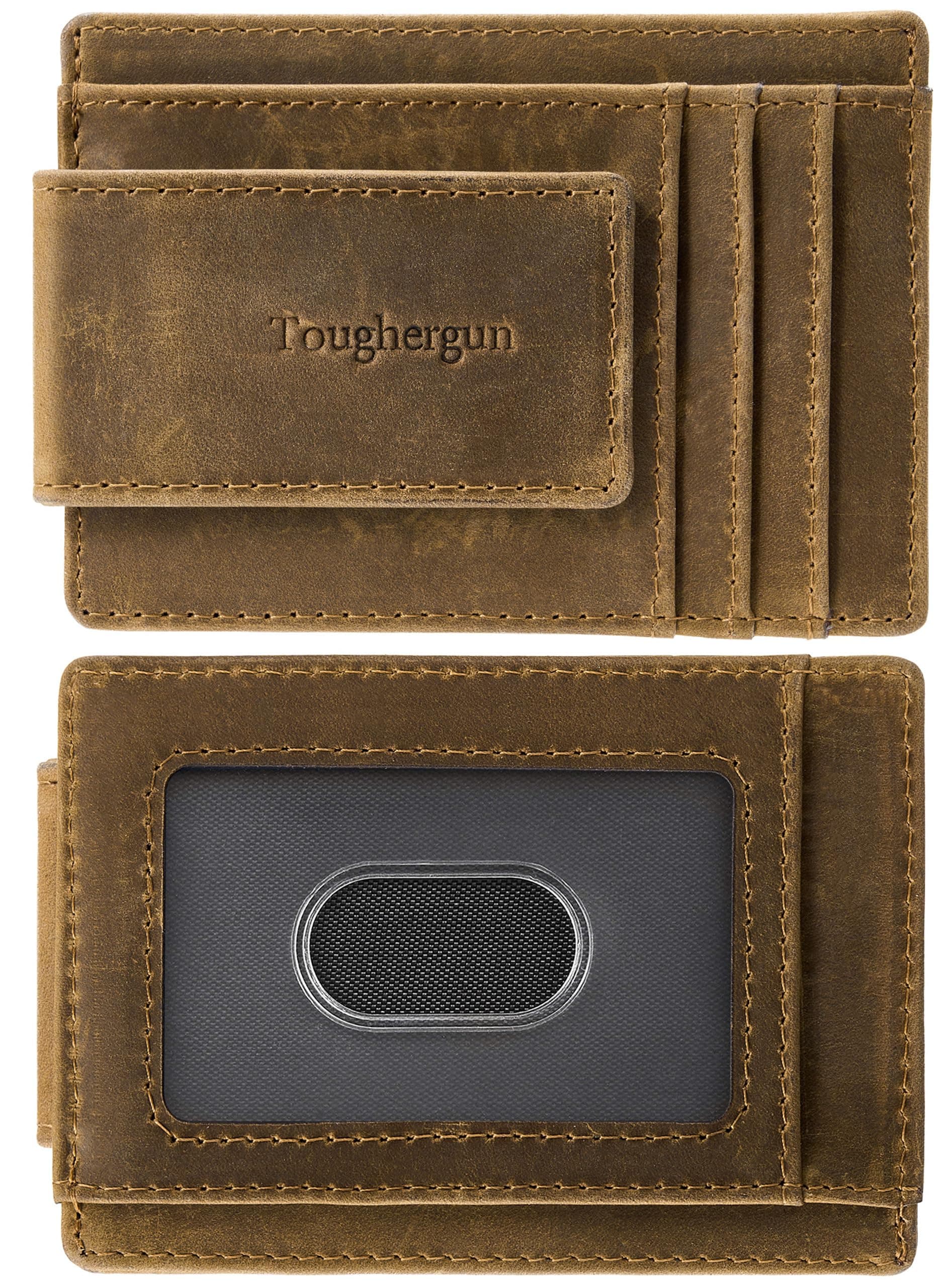 Slim Wallet for Men RFID Blocking Money Clip, Minimalist Front Pocket Credit Card Holder, Magnetic Thin Mens Wallets with ID Window