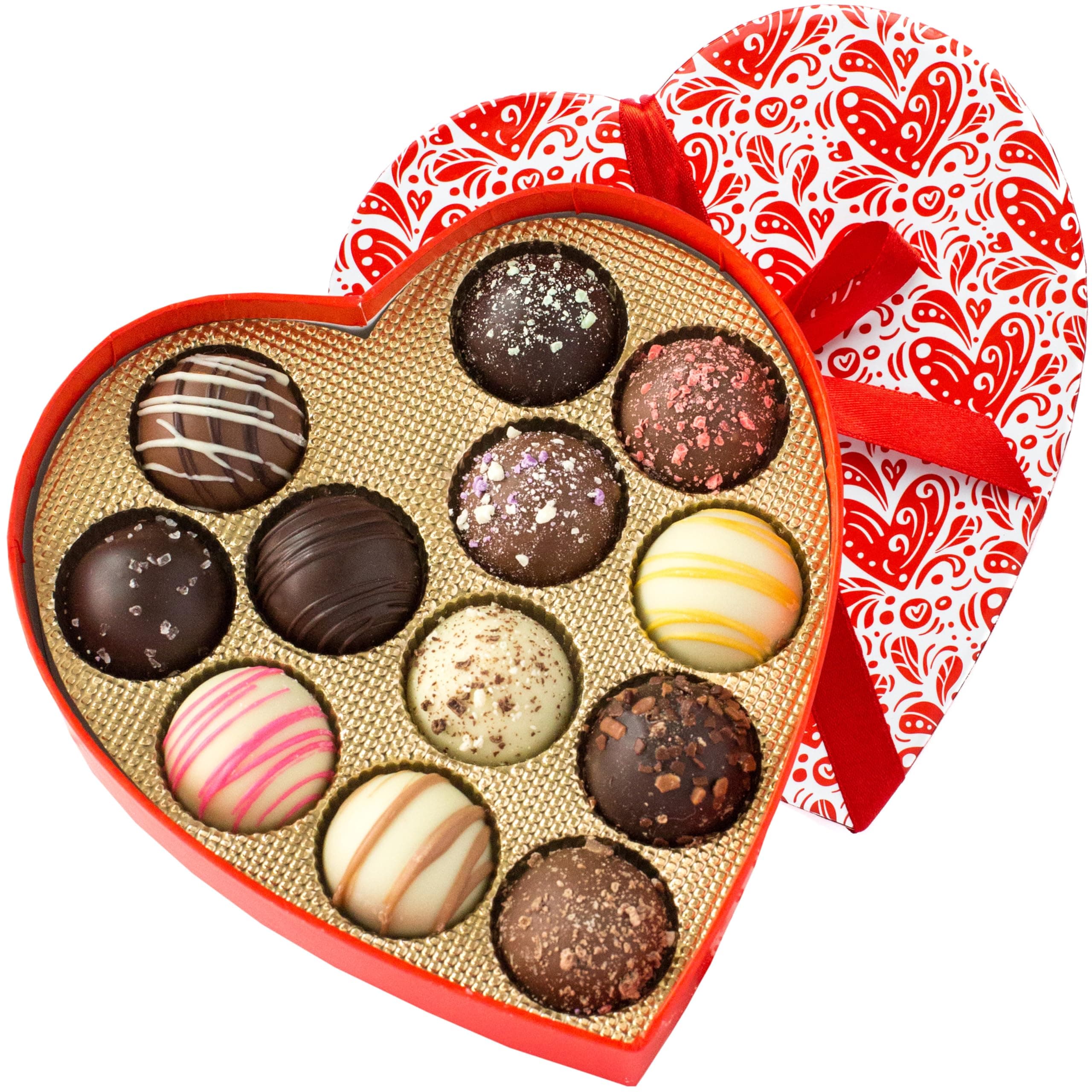 Valentines Chocolate Gift Box - 2 Boxes Valentines Day Candy Gift for Her, Him, Kids, Gourmet Assorted Chocolate Truffles in Heart Shaped Box, Great Gift Basket for Friends, Men, and Women