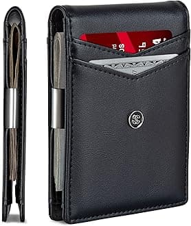 Slim Wallets for Men. Minimalist Bifold Wallet With Money Clip & ID Window. RFID Blocking Credit Card Holder Front Pocket Wallet, Gifts For Men - Husband Father On Birthday Anniversary.