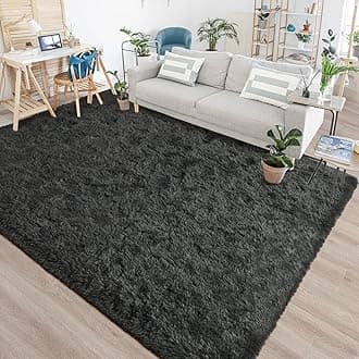 Chicrug - Soft Fluffy Area Rug for Bedroom, Living Room, 0.9 x 1.5m, Shag Furry Rugs, Non Shedding Carpet for Nursery, Kids, Girls Room, Home Decor, Dark Gray