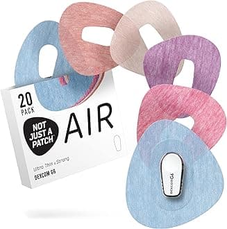 Air (20 Pack) - CGM Dexcom G6 Adhesive Patches with Hole -Thin, Strong and Light, 14 Day Adhesion, Durable Dexcom Patches G6 Sensor Protectors in Multicolor