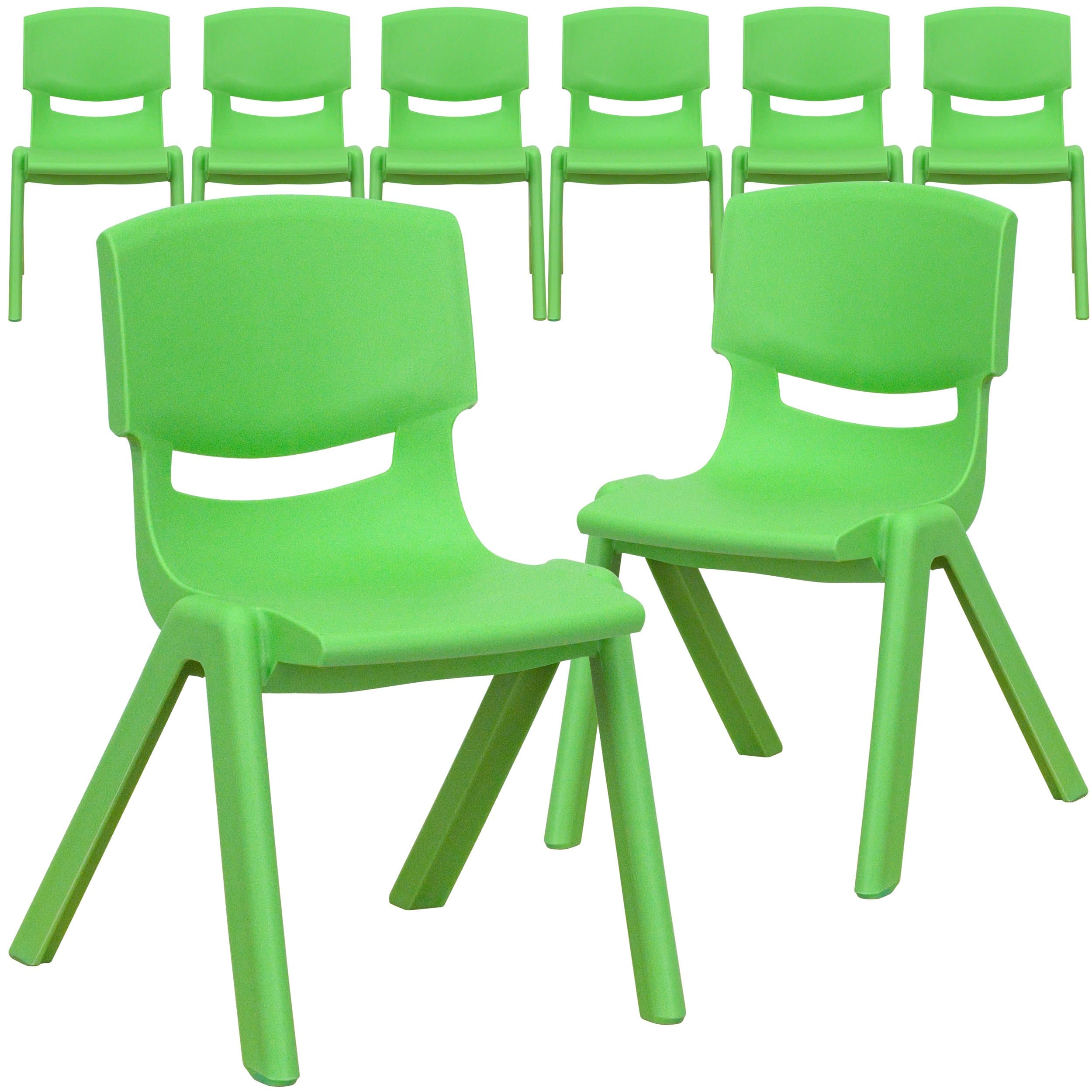 Whitney 8 Pack Green Plastic Stackable School Chair with 12'' Seat Height