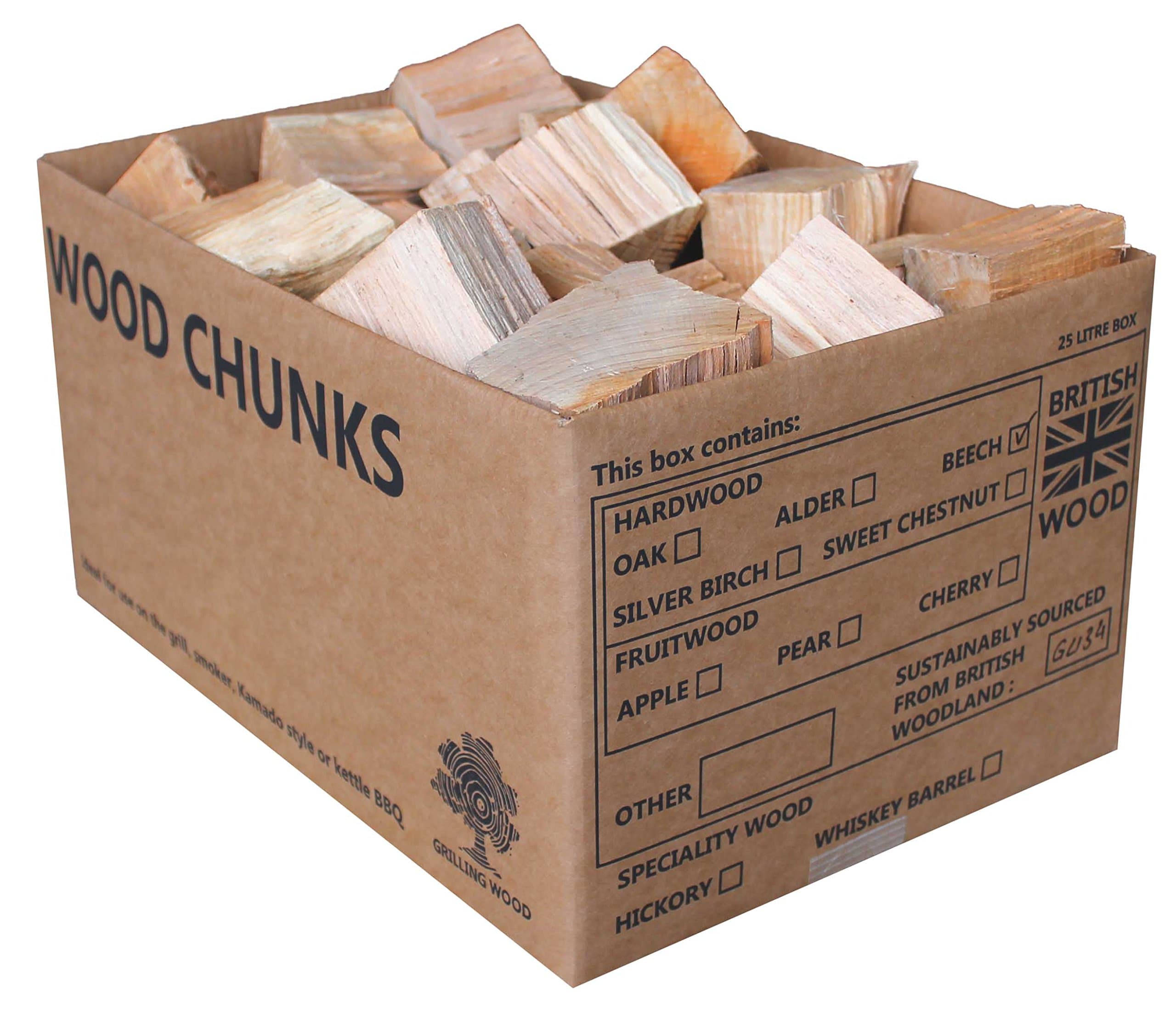 BBQ Smoking Beech Wood Chunks - 25 L Box