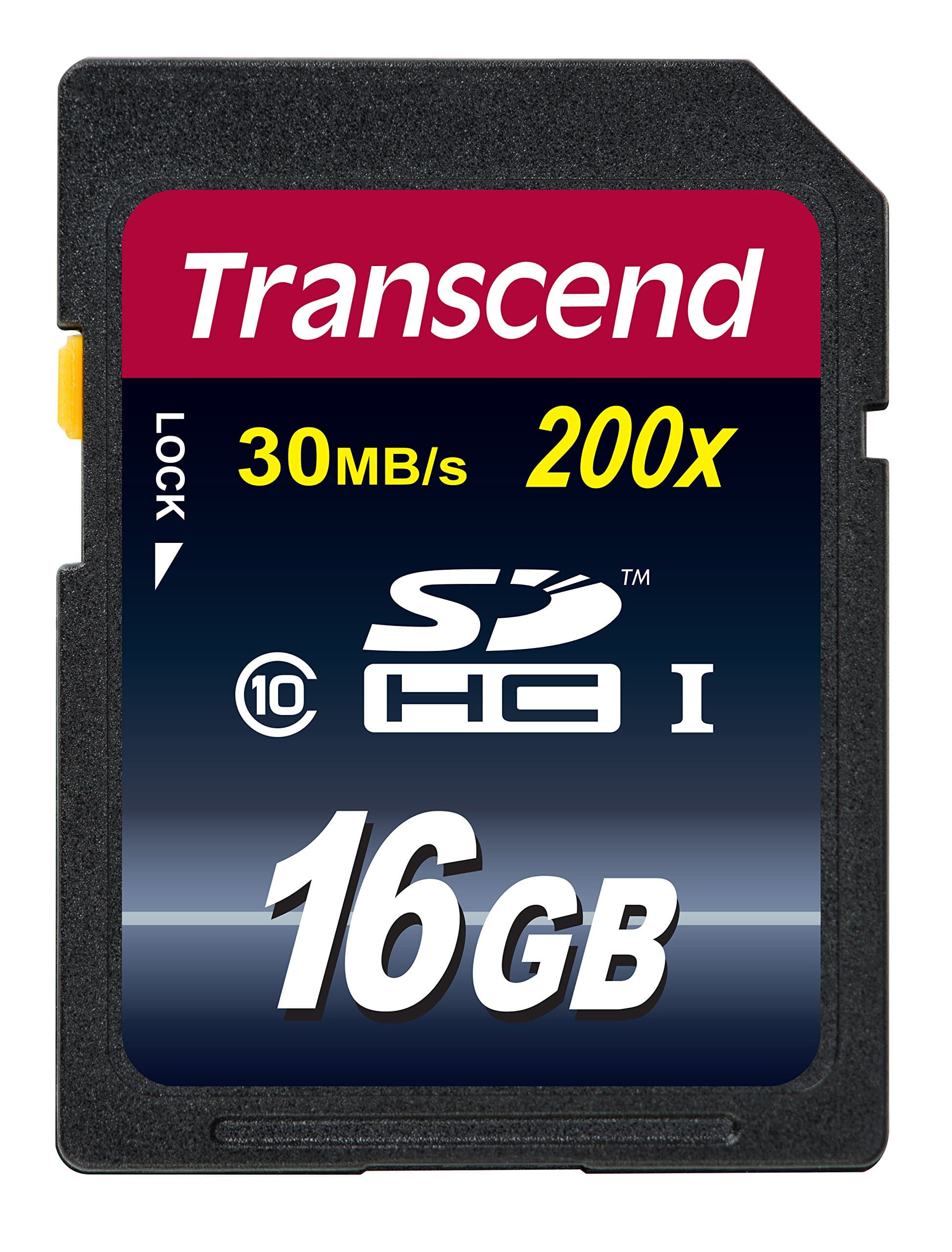 Transcend 16GB SDHC Class 10 Flash Memory Card Up to 30MB/S (TS16GSDHC10)