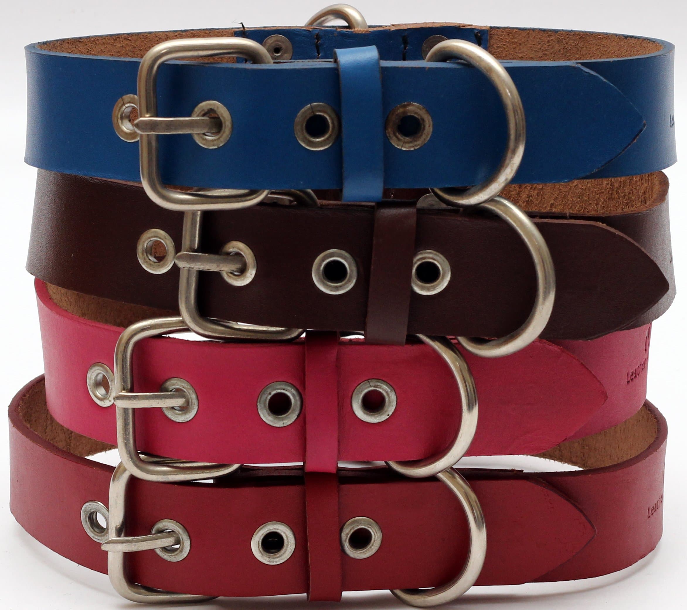Bull Leather Collar (15-18, Blue)