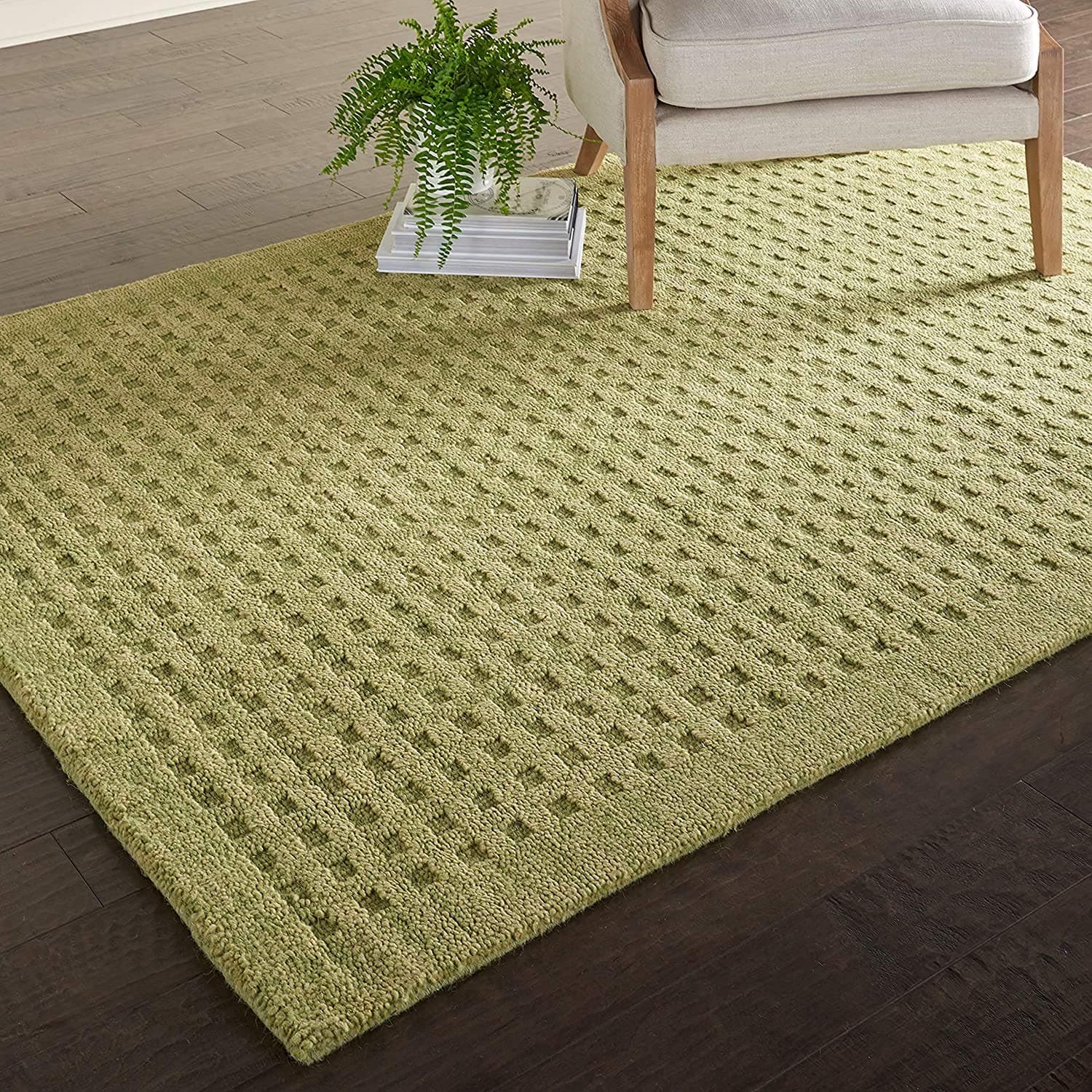 ZARACARPETS Solid Plain Exported Quality Hand Made Carpets and Rug Size 8 Feet by 10 Feet (8x10 feet) Loop Olive