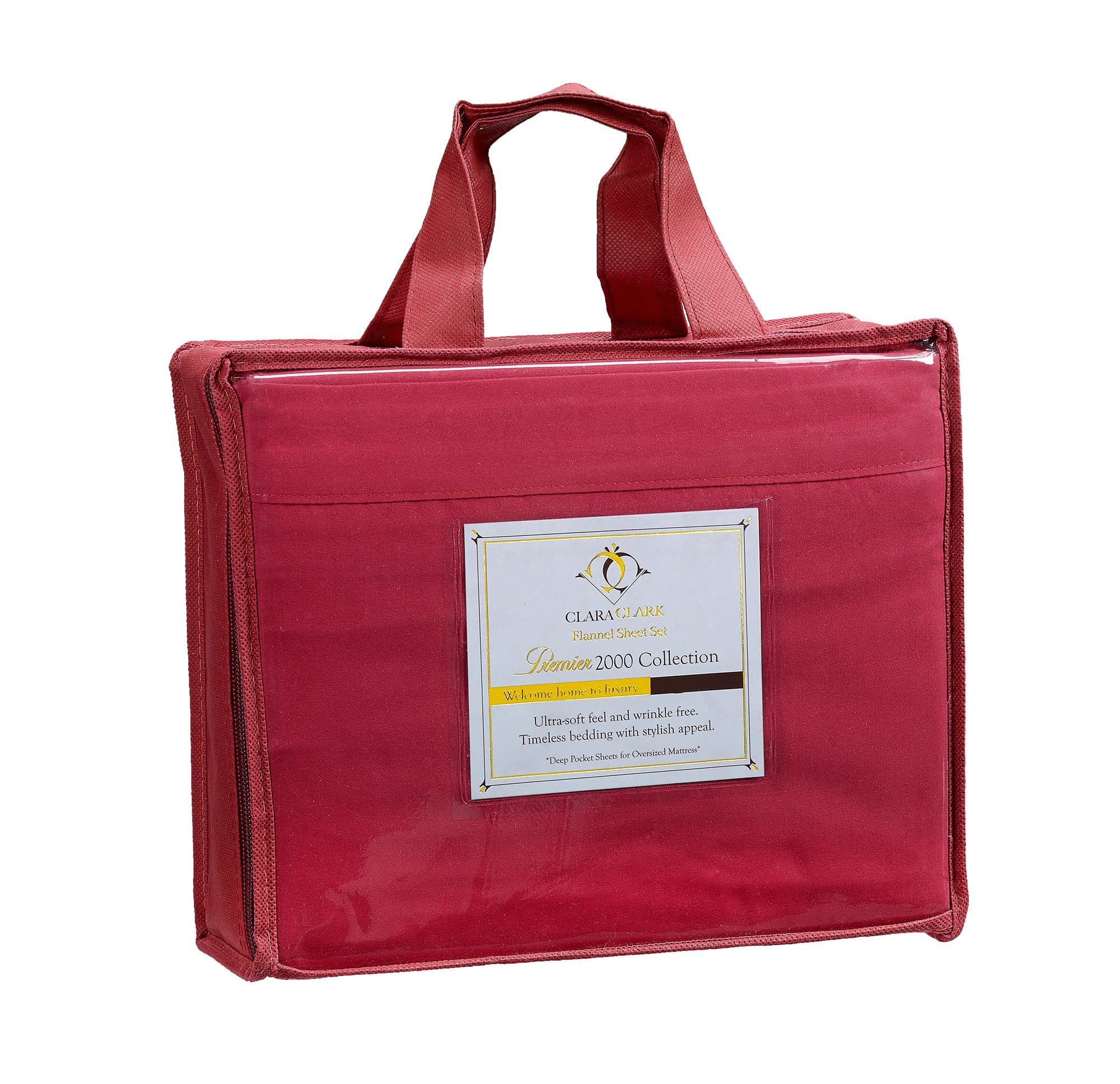 Clara Clark ® Premier 2000 Collection Bed Sheet Set, Twin Size, Burgundy Red