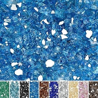 Skyflame 10-Pound Fire Glass for Fireplace Fire Pit and Landscaping, Pacific Blue Reflective, 1/2-Inch