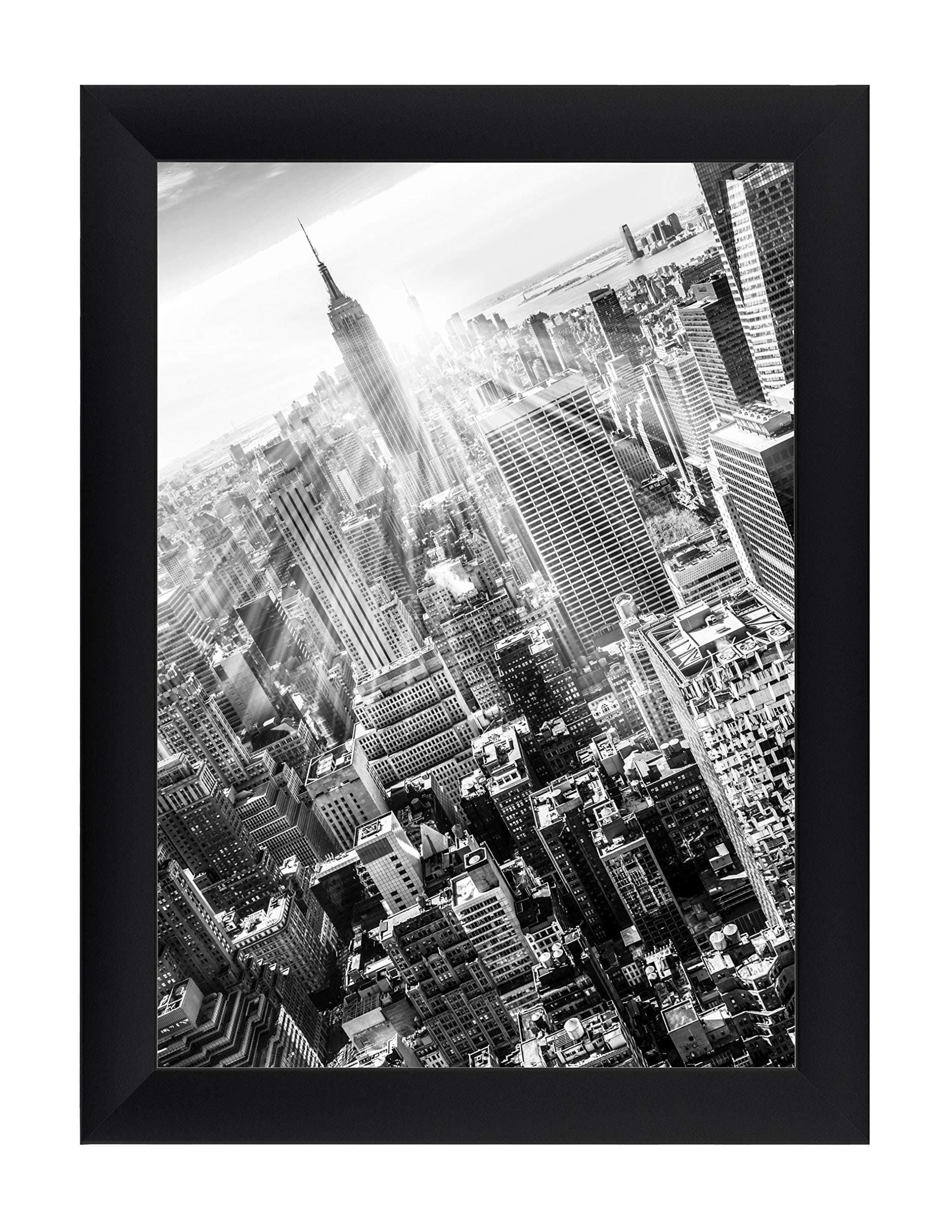 FRAMO 35mm custom dimensioned 10 x 13 cm frame, color: Black Matt, Handmade MDF frame with break resistant anti-reflex artificial glass pane and sturdy MDF backing; frame width: 35 mm, outside dimensions: 15,8 cm x 18,8 cm