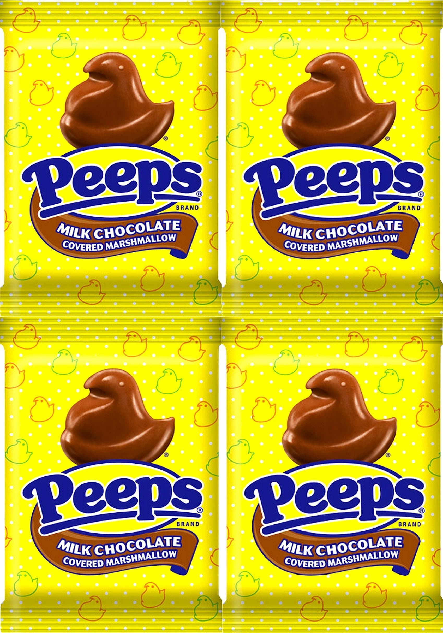 Peeps Milk Chocolate Covered Marshmallow Chick Perfect Gift for Easter Basket to Fill, Parties so Much (PACK OF 4)
