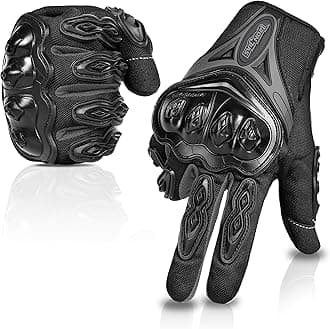 IRON JIA'S Motorcycle Gloves Full Finger Durable for Road Racing Bike Summer Spring Powersports Support Touch Screen Black-L