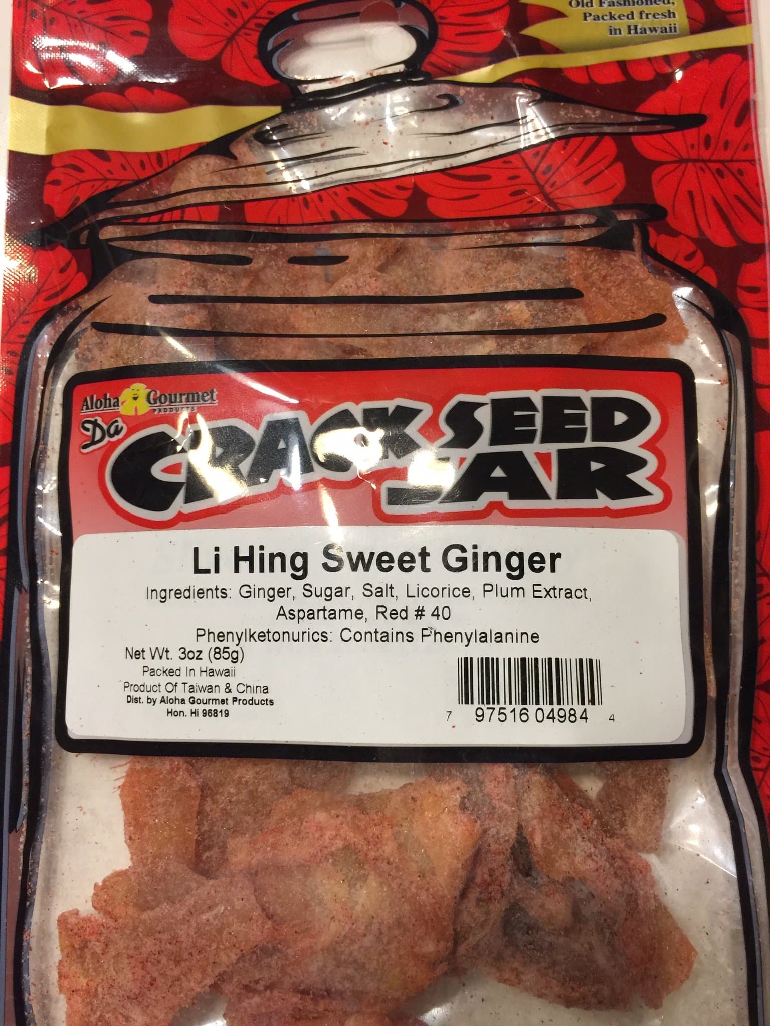 Crack Seed Jar Li Hing Sweet Ginger 3 oz