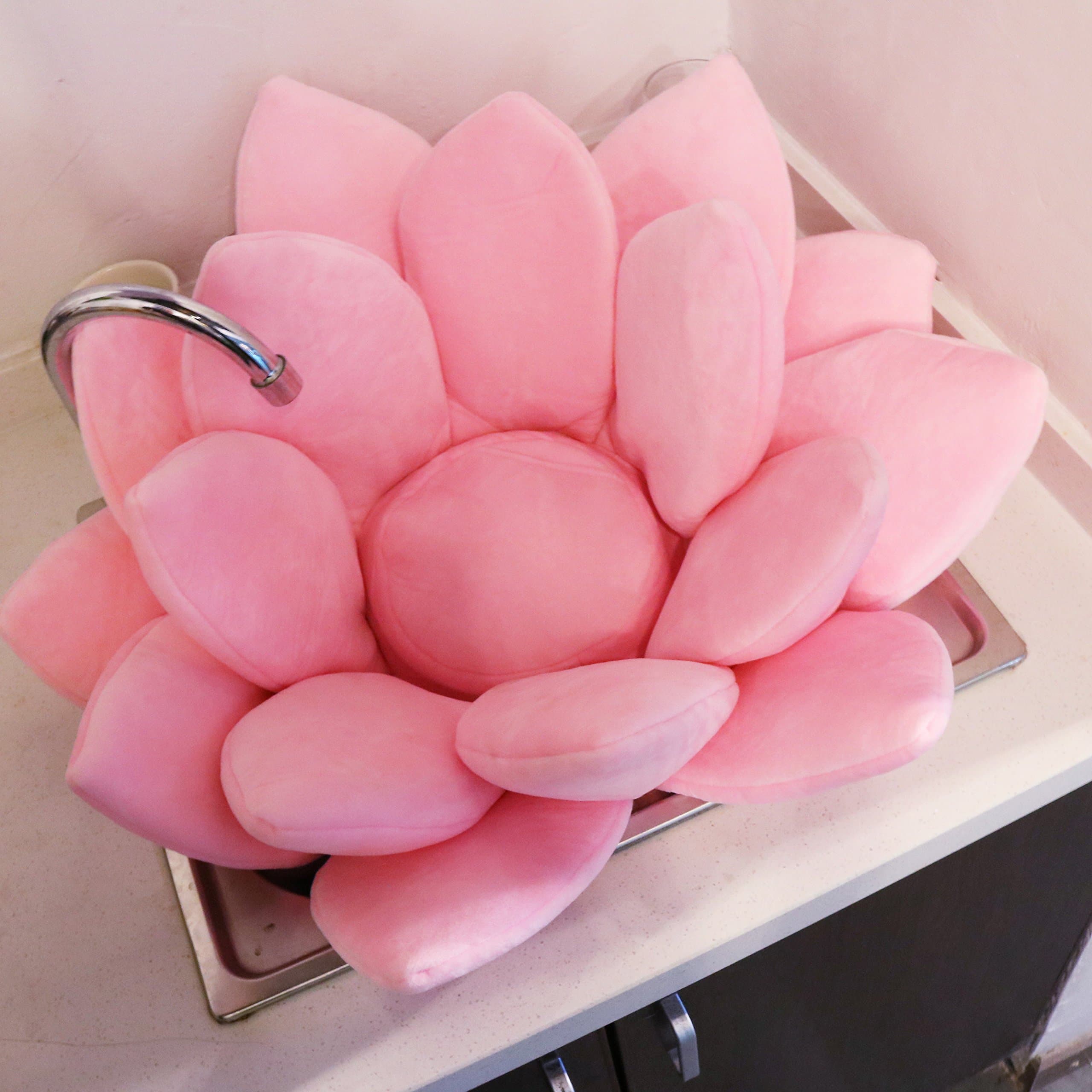 Baby Bath Flower Shape Bath Support - Soft Baby Bath Louts Use for Sink or Bathtub (Pink)