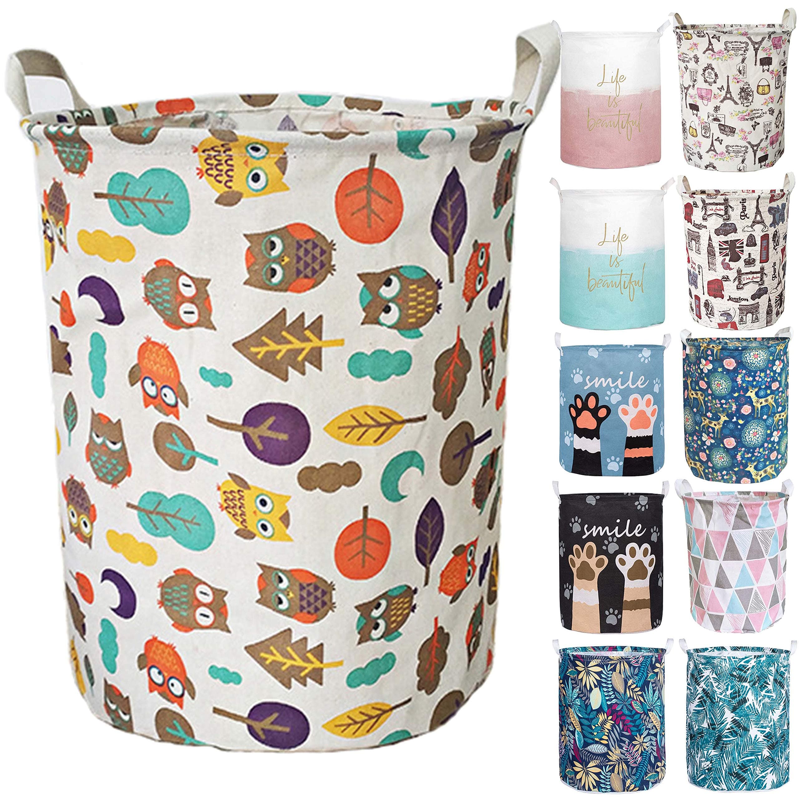 Merdes 19.7’’ Waterproof Foldable Laundry Hamper, Dirty Clothes Laundry Basket, Linen Bin Storage Organizer for Toy Collection (Owl)