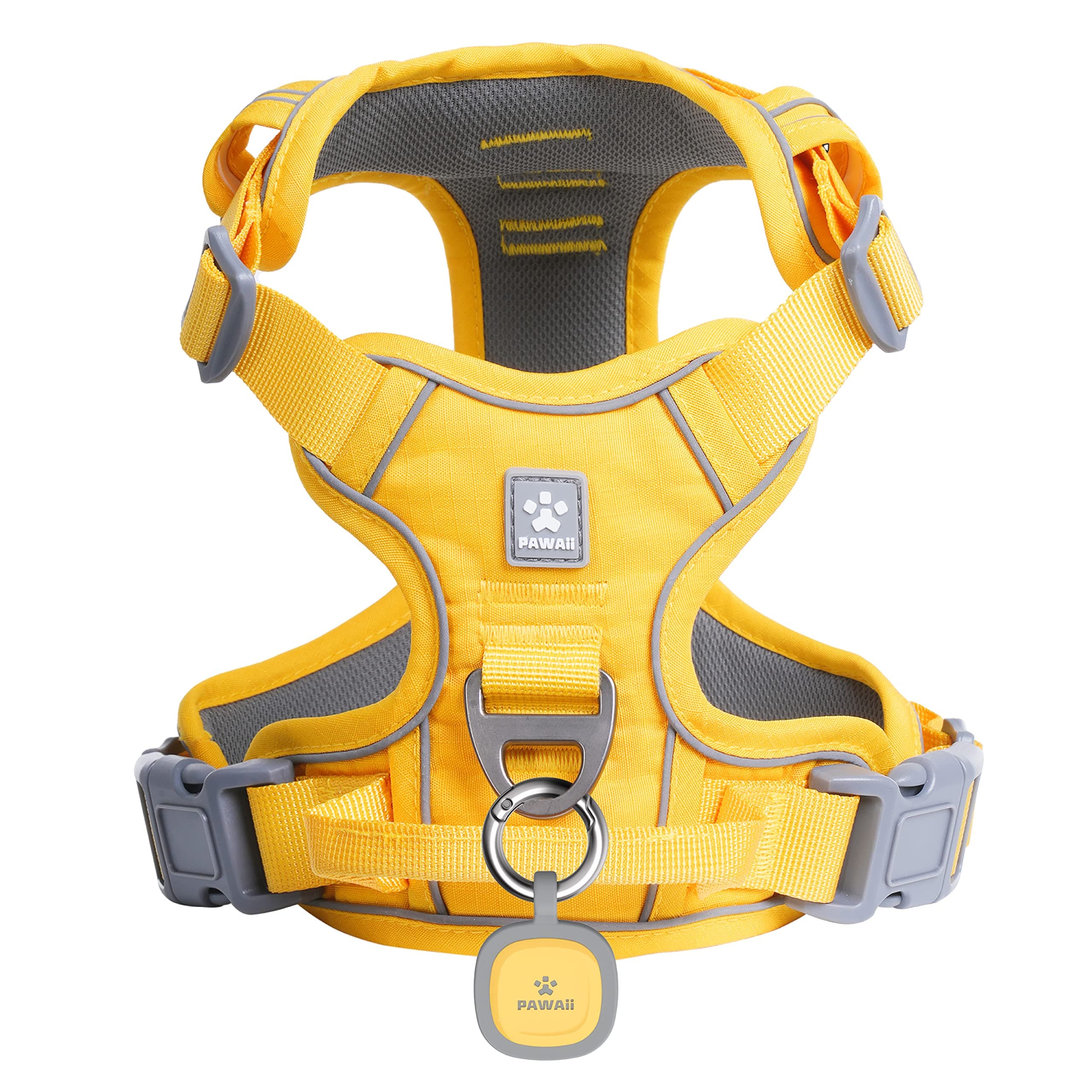 Pawaii No Pull Dog Harness with Pet ID Tag,Reflective Strips No Choke Front O Ring Breathable Mesh Adjustable Soft Padded Pet Vest with Easy Control Handle for Large Dogs