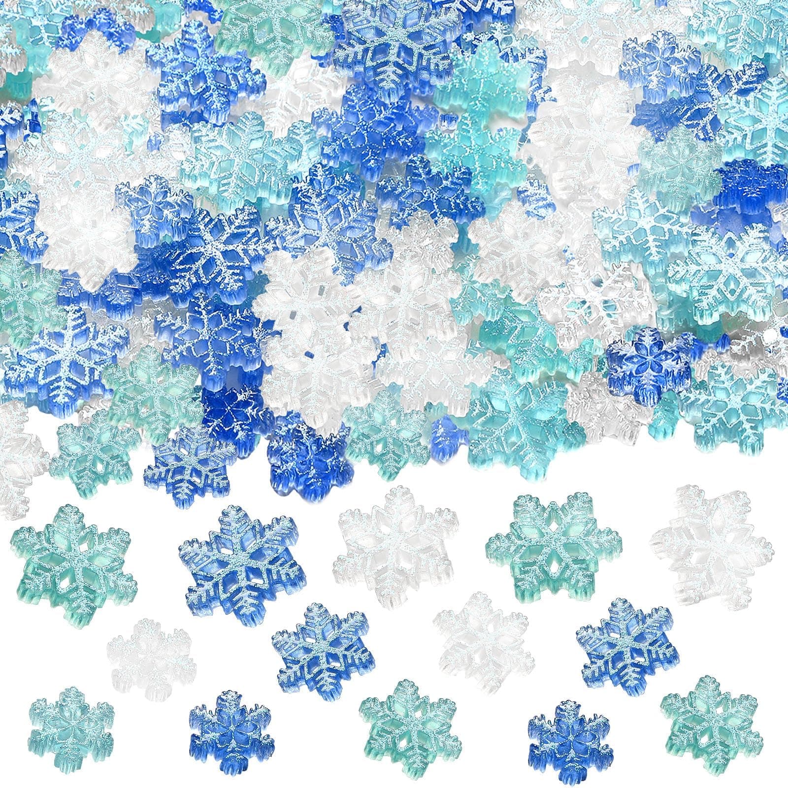 – Excefore Small Snowflakes for Craft, 90 Pcs Glitter Plastic Mini Snowflake for Embellishments and Winter Party DIY Craft Decoration-3 Different Size