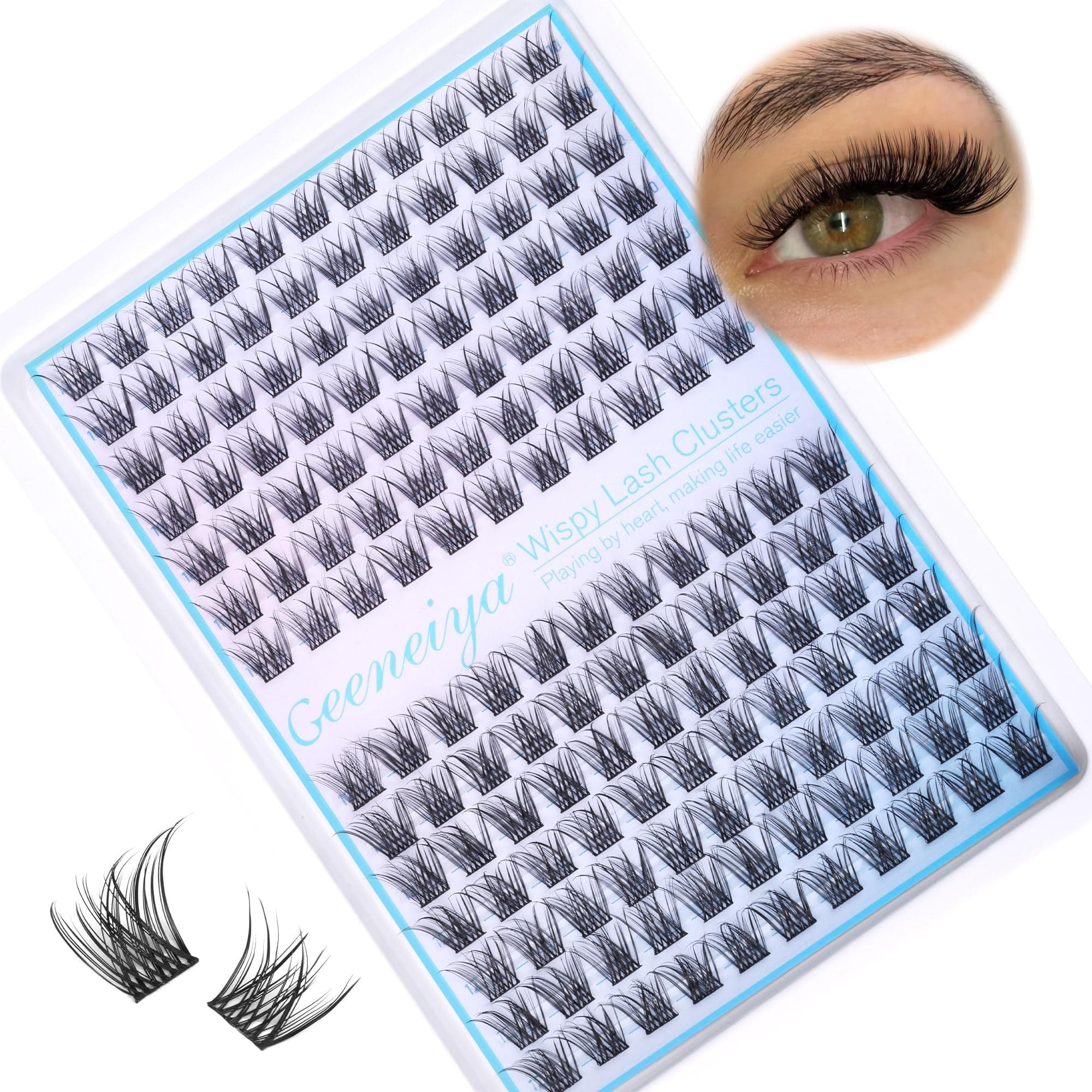 Short Lash Clusters Wispy C Curl Eyelash Clusters 10-12MM Individual Eyelashes Natural Cluster Eyelash Extensions Natural Looking Cluster Lashes by Geeneiya（154PCS, C Curl, 10-12mm)