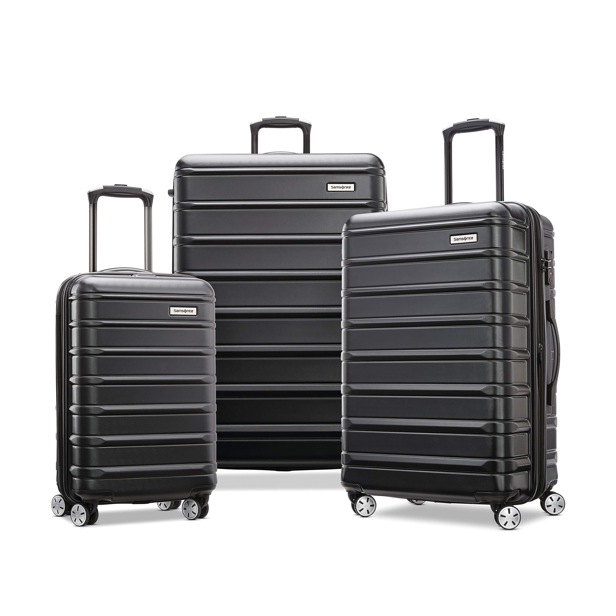 Omni 2 Hardside 3 Piece Set - Includes Global Carry-On, Medium, & Large Checked Suitcases - 360° Dual Spinner Wheels - Integrated TSA Lock & Expansion - Amazon Exclusive - Midnight Black