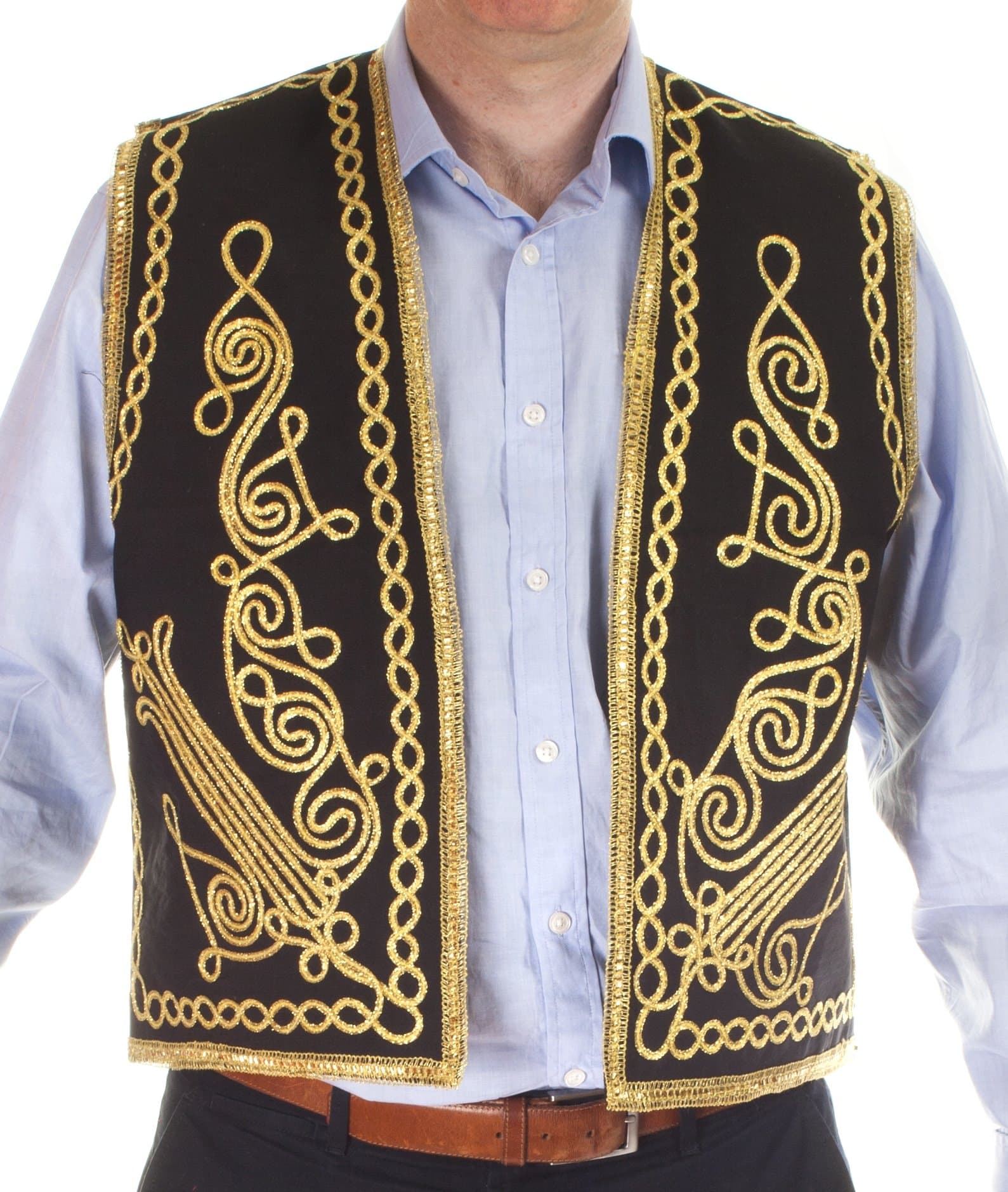 Turkish Waistcoat Ottoman Embroidered, Black, Medium