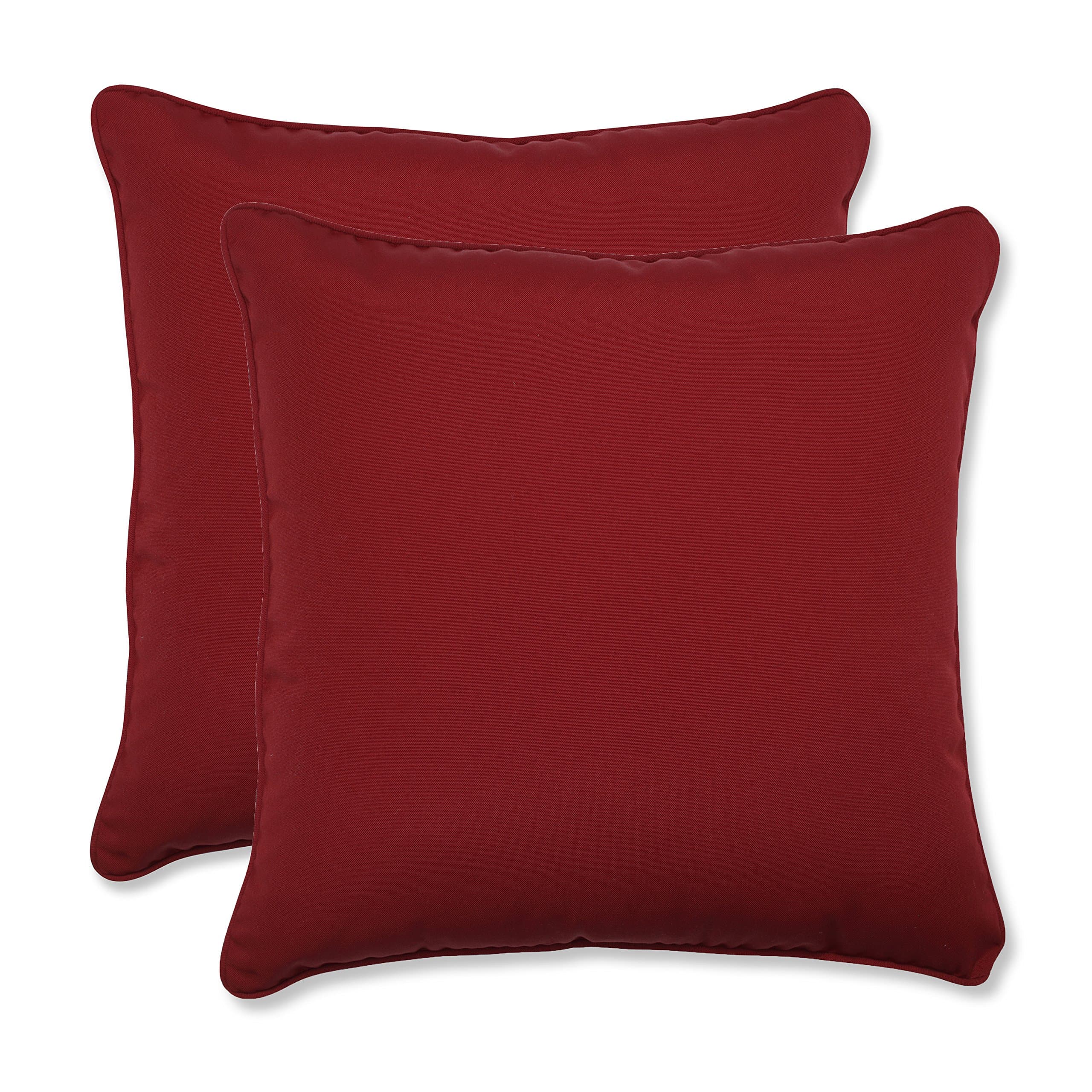 Pillow PerfectDecorative Red Solid Toss Pillows, Square, 2-Pack