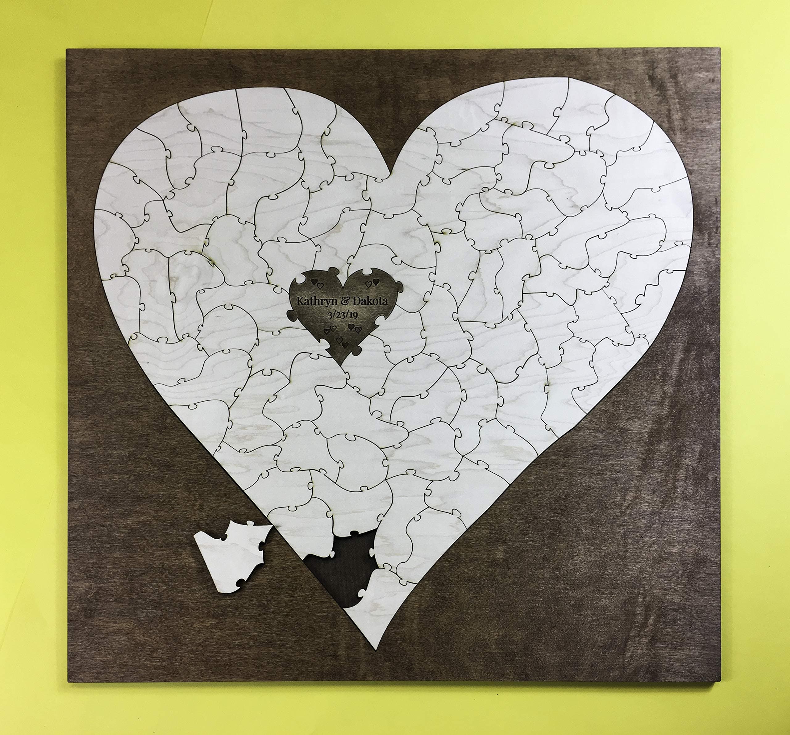 Bordered Personalized Heart Shaped Wedding Puzzle Guest Book Alternative