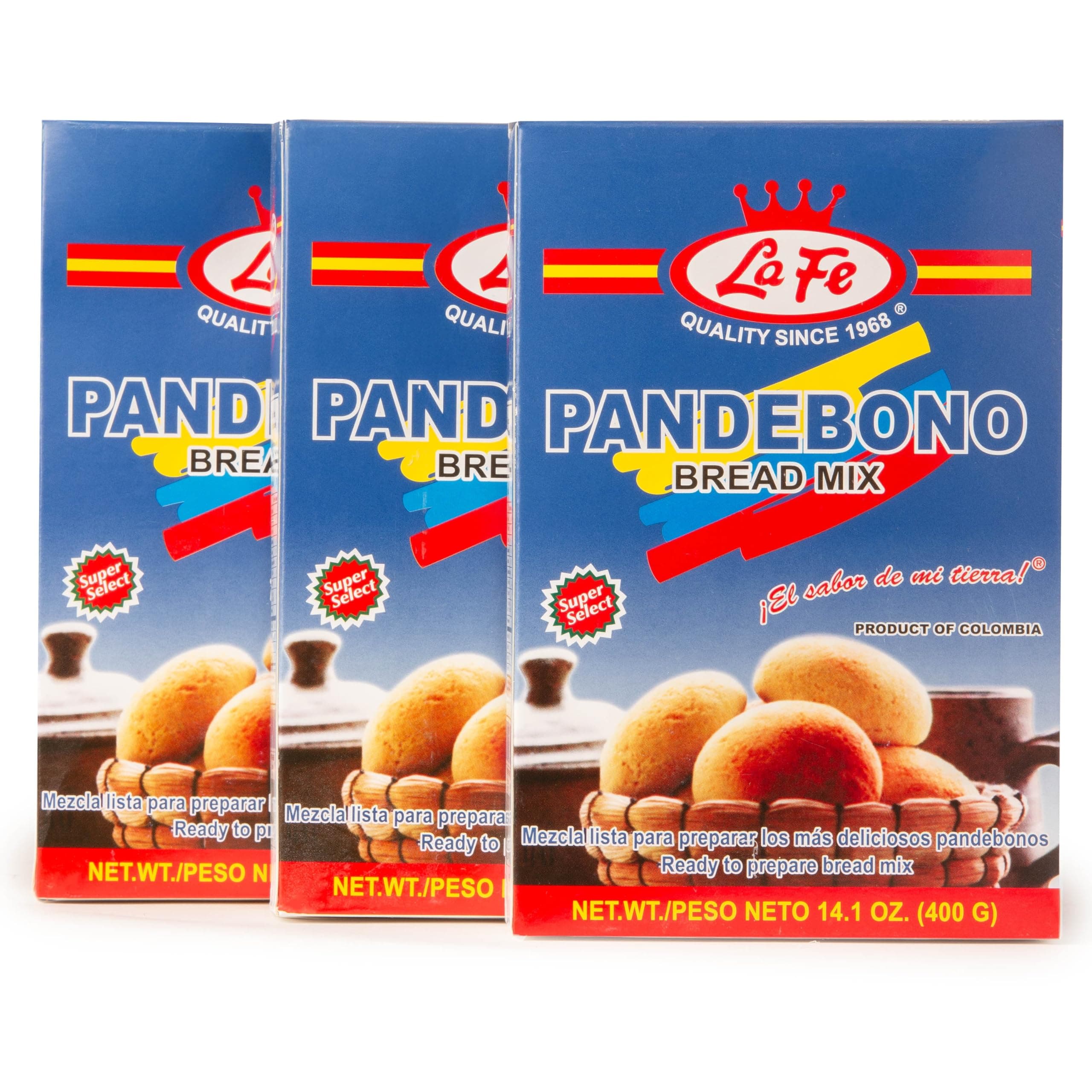 Pan de Bono Bread Mix 14oz - 3 Pack - Colombian Cheese Bread Mix from Cassava Flour & Corn Meal - Corn & Harina de Yuca Mix - Buñuelos Colombianos