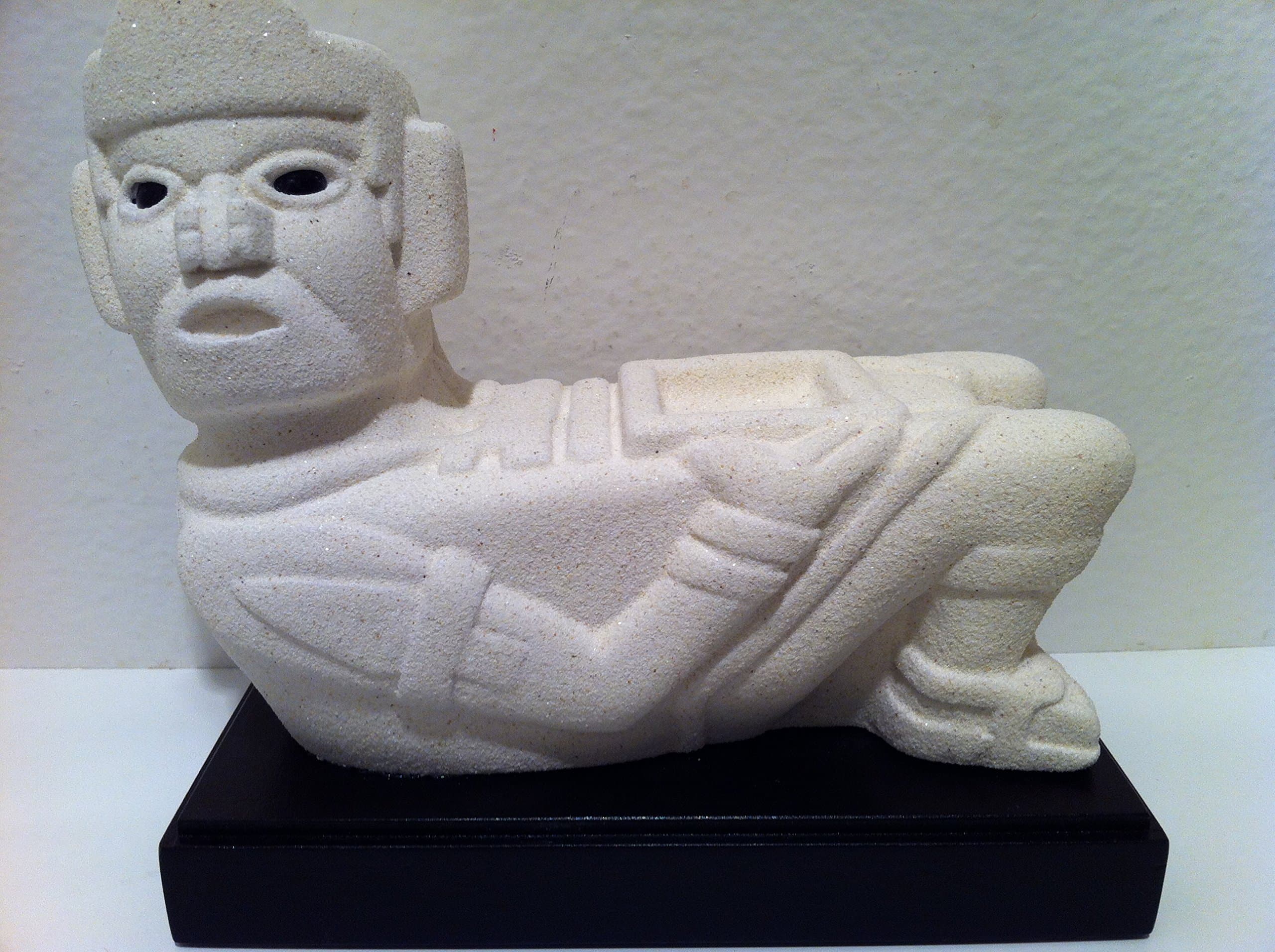 Mayan Art Statue Chac Mool Toltec Modern Mid Century White Finish