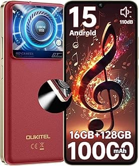 OUKITEL C60 10000mAh Large Battery Mobile Phones(298g) - Newest Android 15 Phone, 120LM Flashlight,16GB RAM+128GB ROM+1TB,6.88" HD+ Large Screen,4G Dual,5G WiFi/Fingerprint/Face ID/GPS(Red)