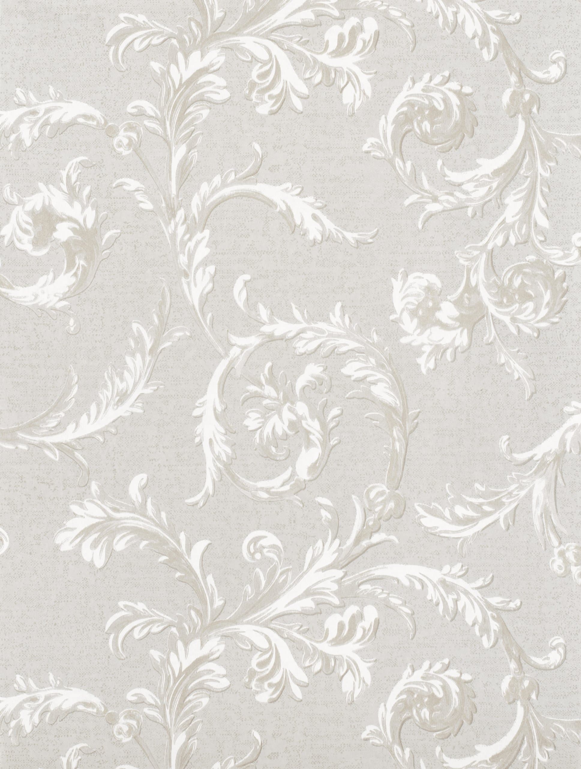 Designer Nonwoven Wallpaper Sample - Foliage (Silver/Cream)