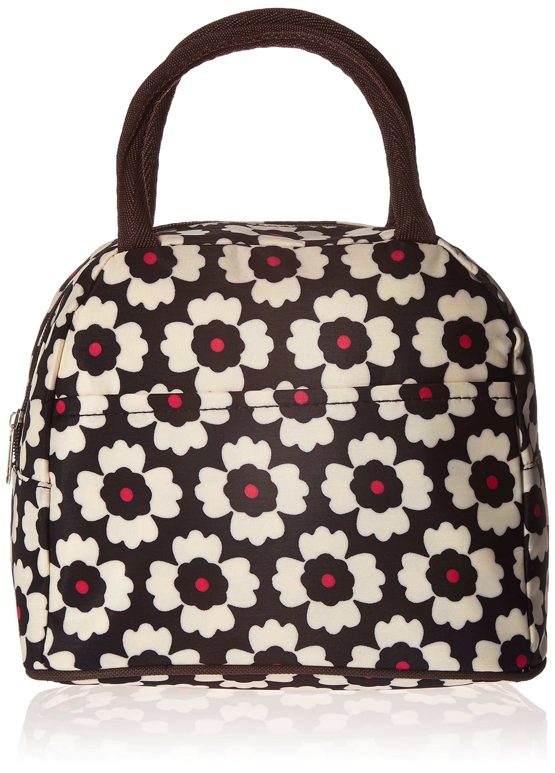Carnation Pattern Lunch Bag Tote with Zipper and Handle