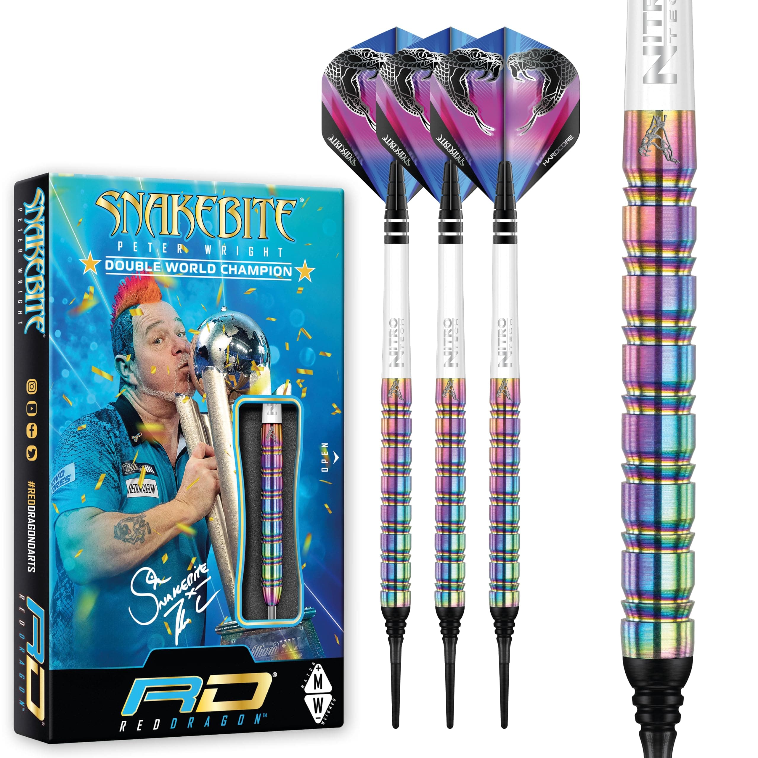 Peter Wright Snakebite 1 Professional Darts Tungsten Dart Set with Flights and Shafts