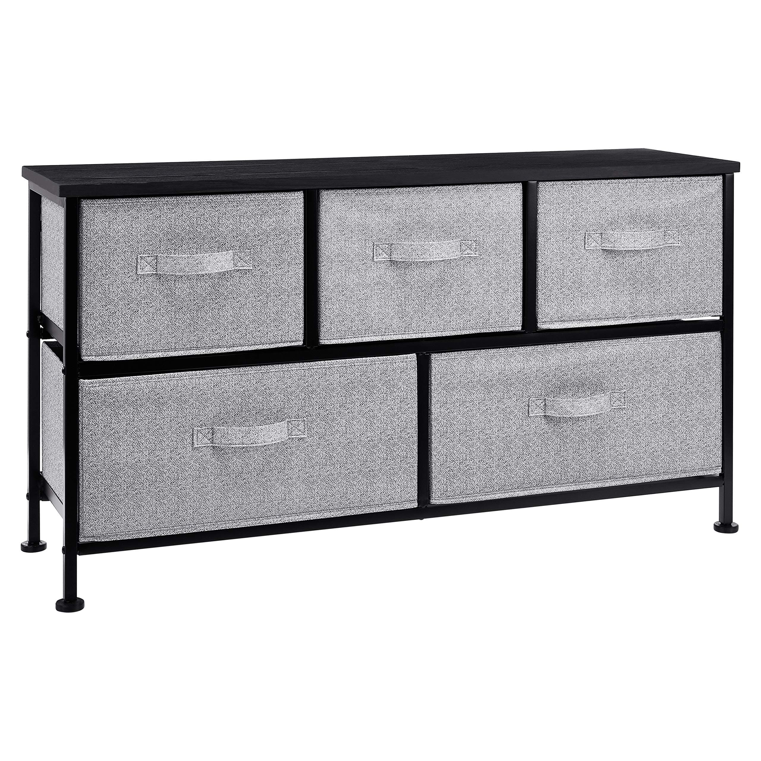 Amazon Basics Extra Wide Fabric 5-Drawer Storage Organizer Unit for Closet, Black