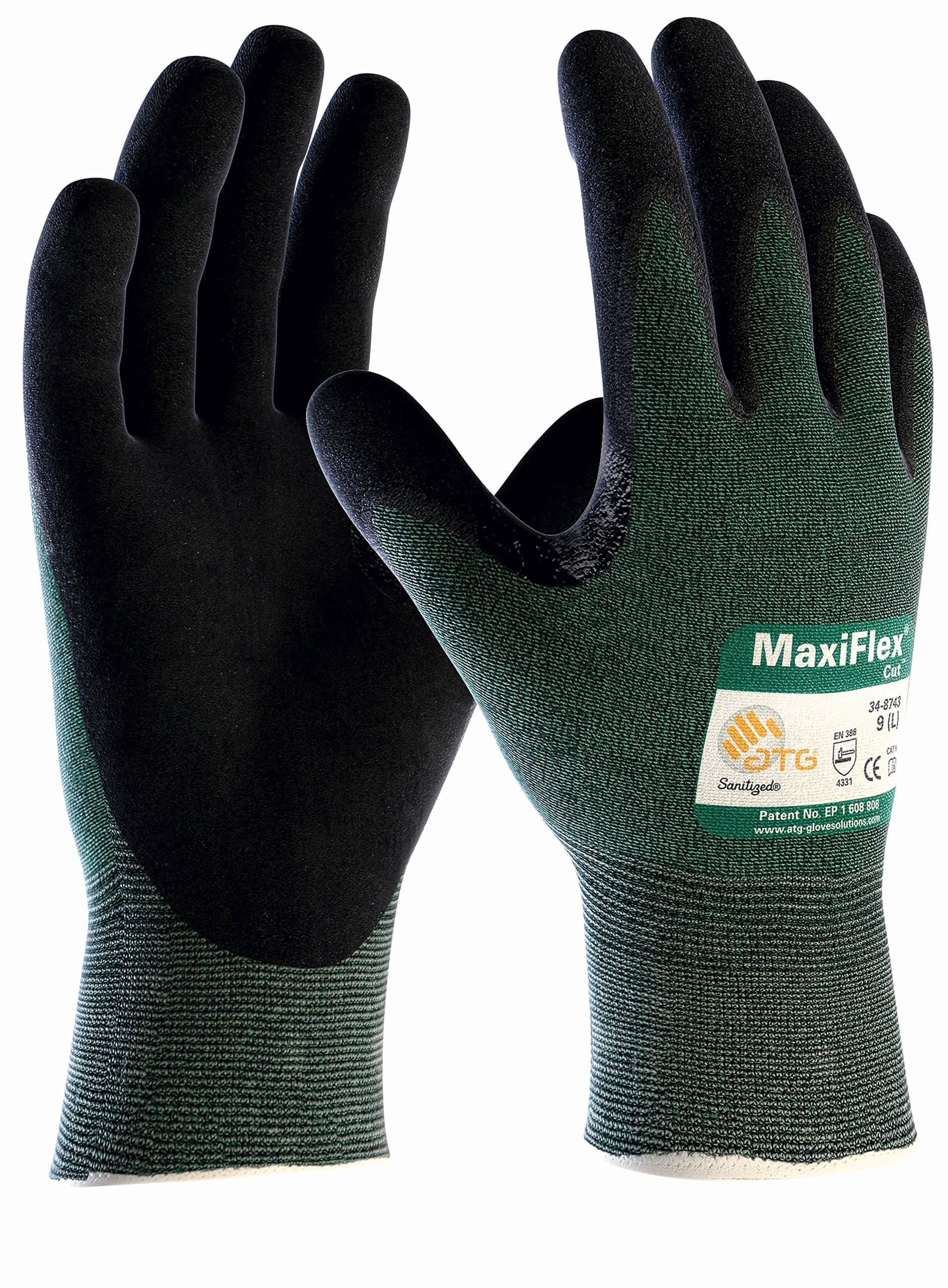 DBI Trading Maxi Flex 34 8743 Work Gloves with Cut Protection Class 3, Size 8, Pack of 2 Pairs, 2490 M2