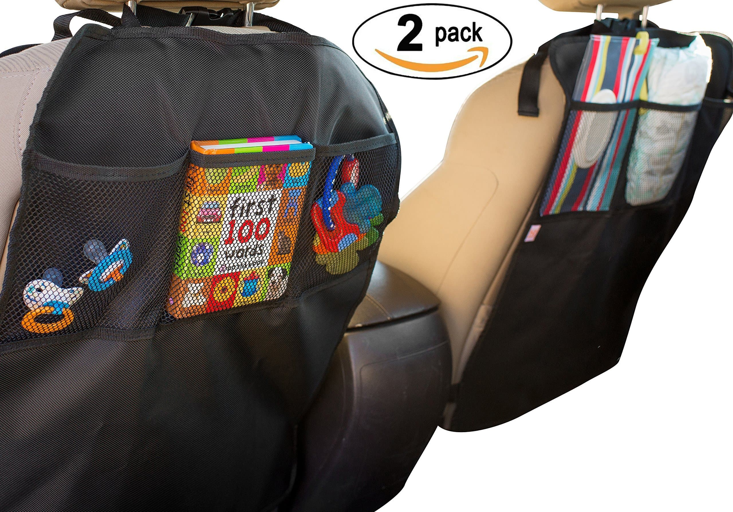 Baby Caboodle Kick Mats 2 Pack Car Seat Back Protector Storage Organizer Pockets