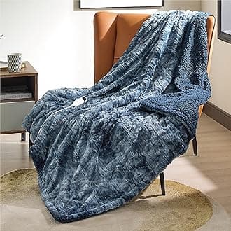 Bedsure Heated Blanket Electric Throw - Faux Fur Sherpa Electric Blanket, Heating Blanket with 6 Heating Levels & 4 Timer Settings, Giftable Heated Throw Blanket (50x60 inches, Navy)