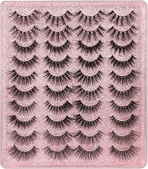 20 Pairs False Eyelashes 3D Faux Mink Lashes Natural Look Wispy Fake Eyelashes ALPHONSE 16-20MM Fluffier Volume Long Thick Lashes Pack 5 Styles Mixed