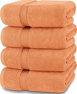 Utopia Towels 4 Pack Premium Bath Towels Set, (27 x 54 Inches) 100% Ring Spun Cotton 600GSM, Lightweight and Highly Absorbent Quick Drying Towels, Perfect for Daily Use (Peach)