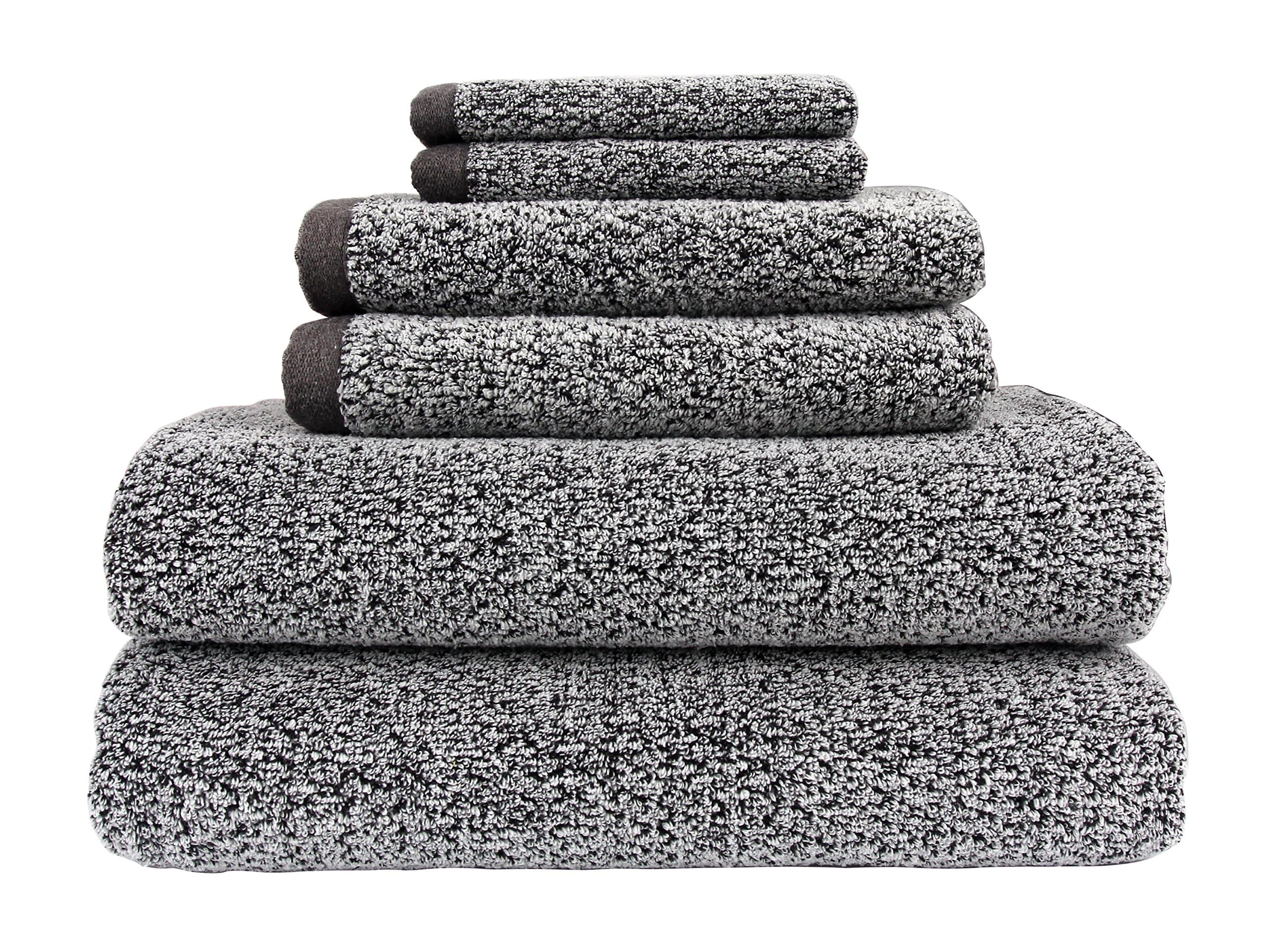 Diamond Jacquard 6 Pieces Bath Towel Set, Grey