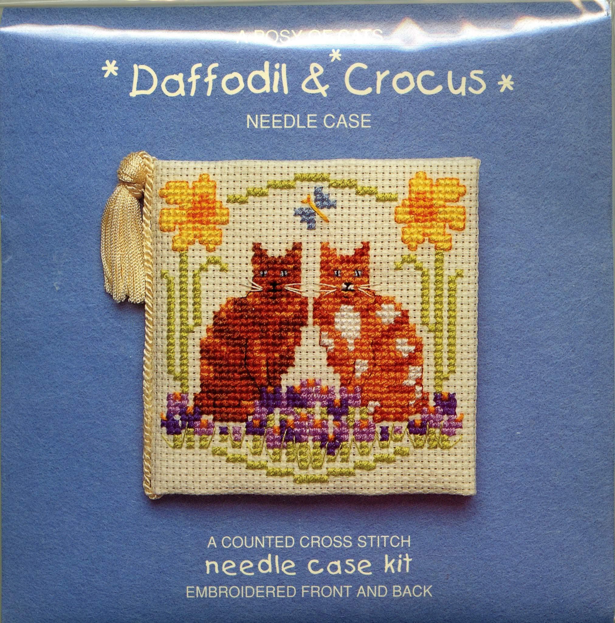 Textile Heritage Daffodil & Crocus Cat Needle Case Cross Stitch Kit
