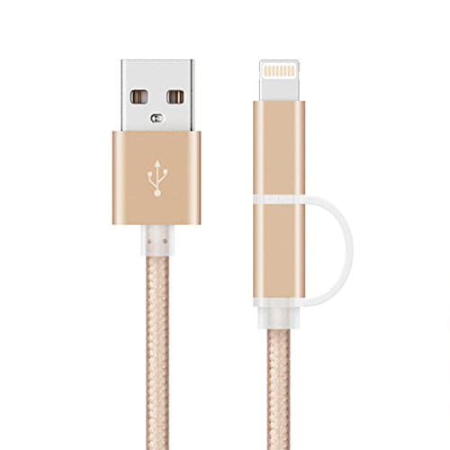 Beyomay Lightning Cable 2 in 1 Micro USB Charger & High Speed Sync Nylon Data Cord for Android & IOS iPhone iPad Samsung Google and More (3M/10ft)