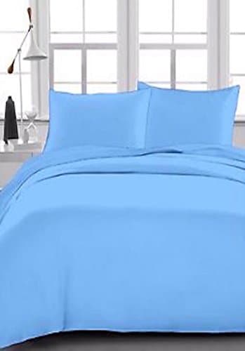 LUXURY POLY COTTON FITTED BED SHEET IN LIGHT BLUE COLOUR (KING)