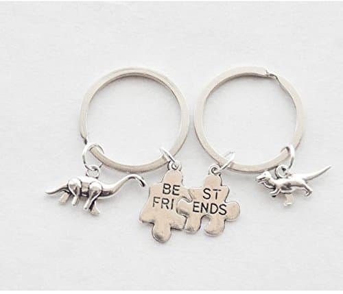 Dinosaur Keychains Best friends keychains 2 Dinosaur Key Ring Set of Two Dinosaur Keychains Best Friend Token T-Rex Puzzle Piece Keychains