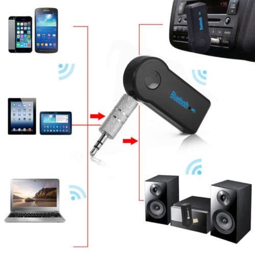 K.O.W @ Wireless Bluetooth 3.5mm AUX Audio Stereo Music Car Phone Pc Mac Tablet Hands Free Speaker Receiver Adapter with Mic