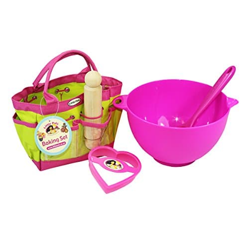 Little Pals Baking Starter Set, Pink, with Bowl, Spoon, Rolling Pin and Cutter