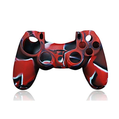 Oft Camouflage Silicone Controller Joystick Protective Case Silicone Cover Skin for Sony PS4 Game Controller red